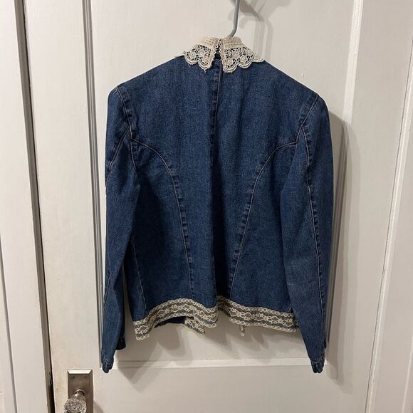 Denim Jacket with Lace Trim - Picture 5 of 6